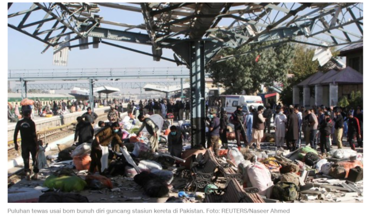 Bom Bunuh Diri Tewaskan 26 Orang di Pakistan