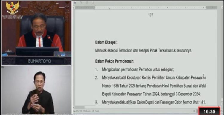 Mahkamah Konstitusi Batalkan Kemenangan Aries Sandi Darma Putra di Pilbup Pesawaran