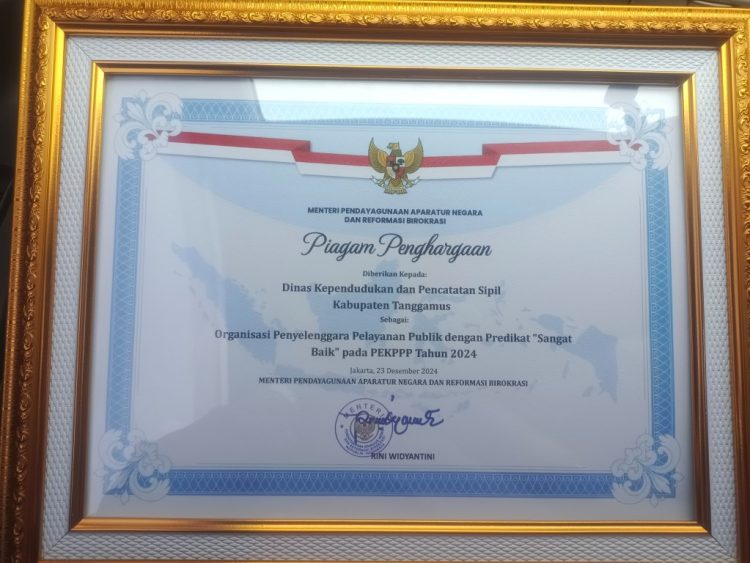 “Tiga Perangkat Daerah Tanggamus Raih Penghargaan Pelayanan Publik Sangat Baik dari Kemenpan RB”
