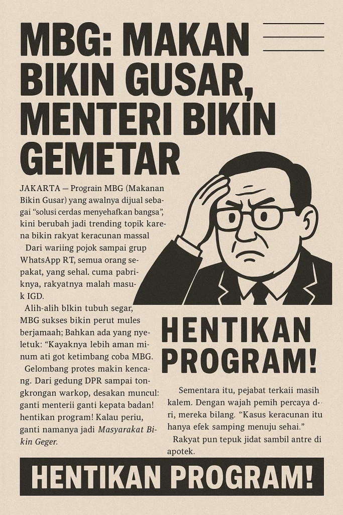 “MBG: Makan Bikin Gusar, Menteri Bikin Gemetar”