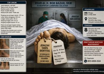 RSUD Bob Bazar Umumkan Penemuan Jenazah Pria Tanpa Identitas di Pantai Ketang Kalianda