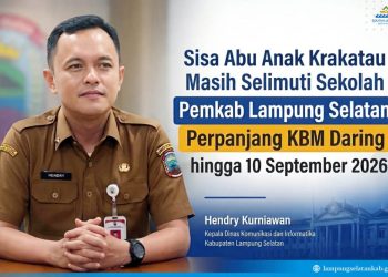 Abu Gunung Anak Krakatau Belum Bersih, Sekolah di Lampung Selatan Kembali Belajar Daring