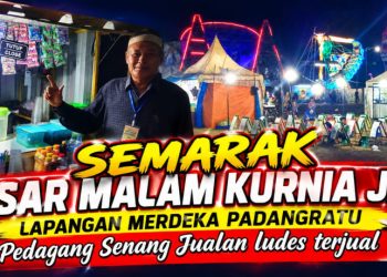 Diguyur Hujan Tak Surutkan Antusias Warga, Pasar Malam Padang Ratu Tetap Ramai