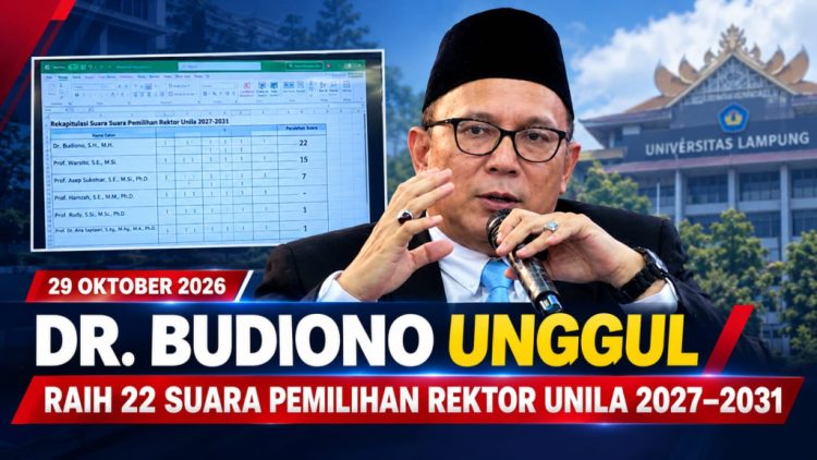 Dr. Budiono Unggul dalam Voting Carek Unila, Selisih 7 Suara dari Prof. Warsito
